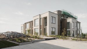 Editorial architectural photograph of a newly completed Scandinavian apartment b